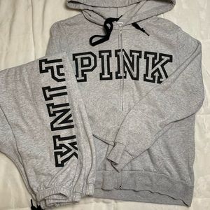 Pink - Zip Up Hoodie & Matching Sweatpants